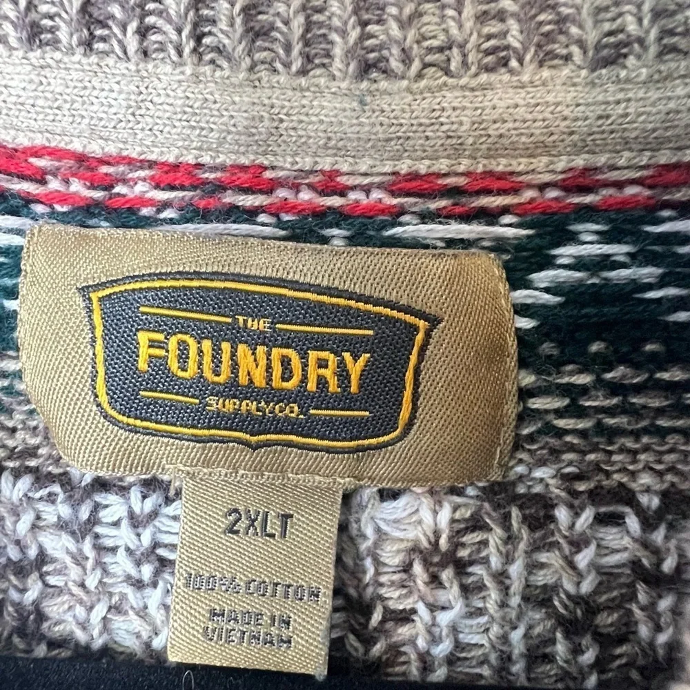 The Foundry Quarter Zip Christmas Fair Isle Football Sweater Sports Holiday 2XLT